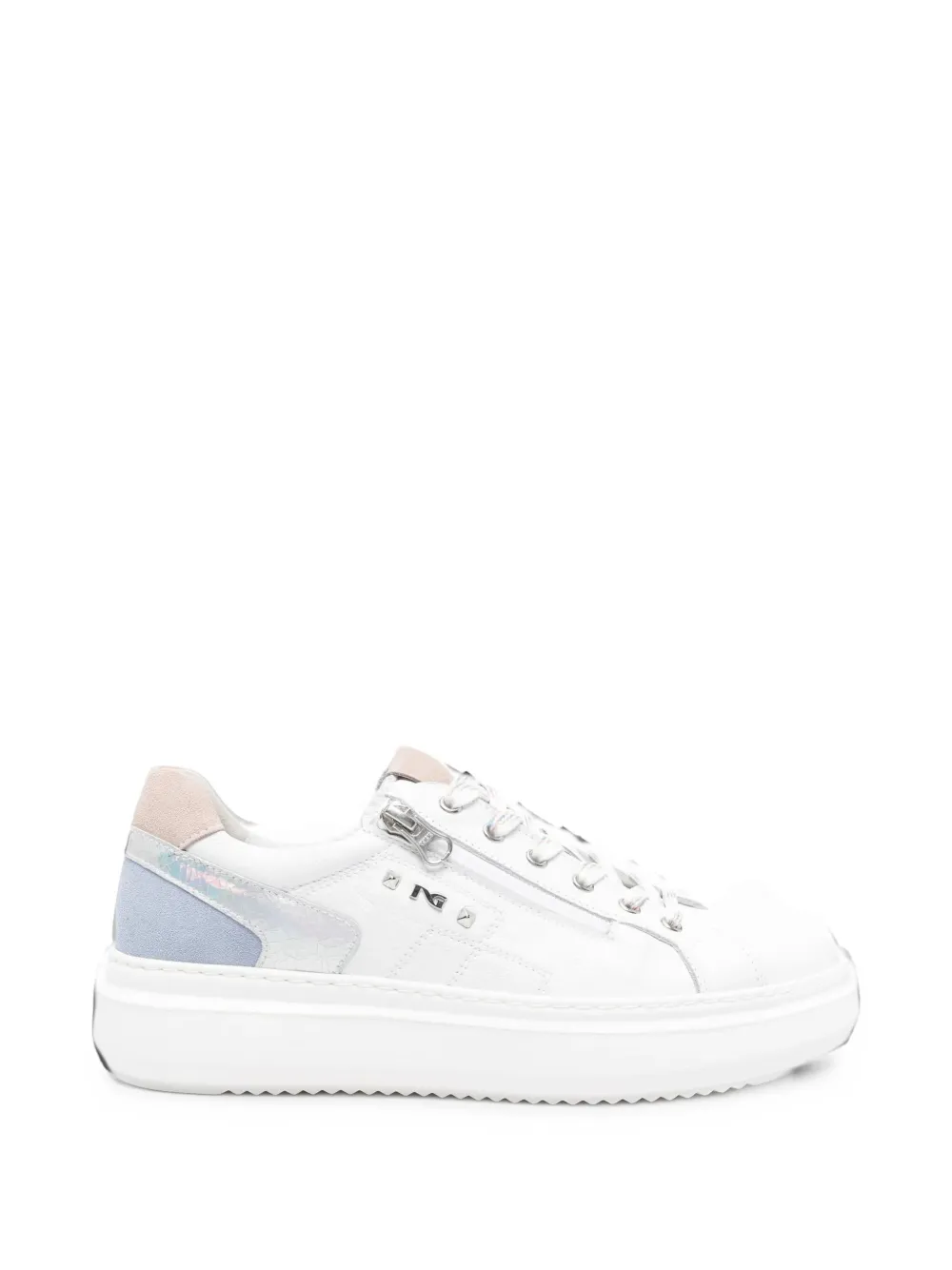 Nerogiardini Studded Zip-detail Sneakers In White