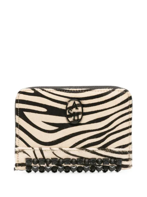 Ash zebra-print studded wallet