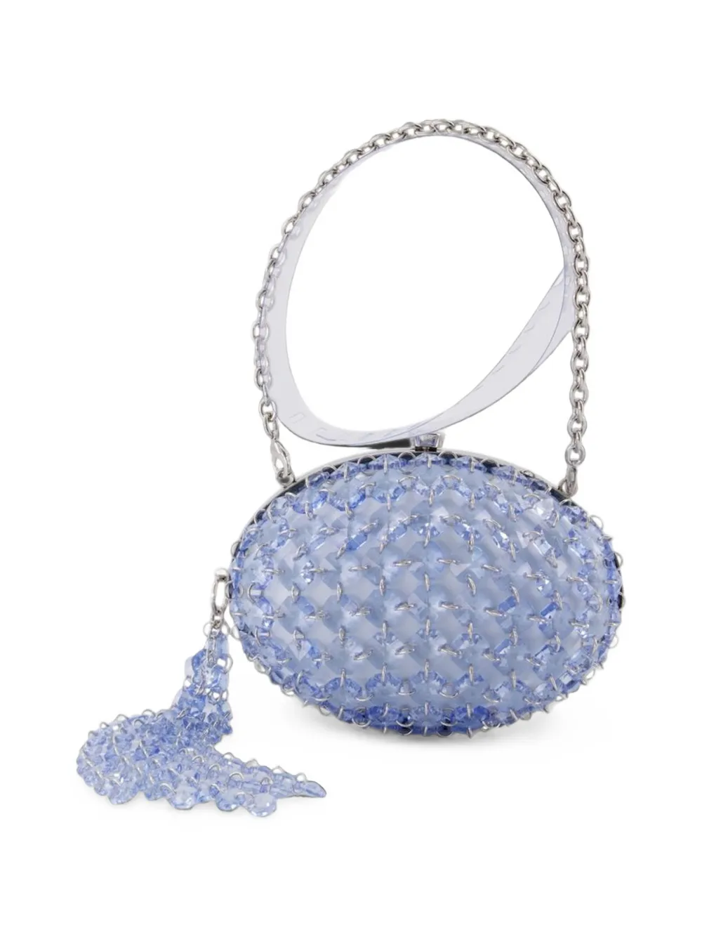 Self-Portrait oval crystal-embellished clutch bag - Blu