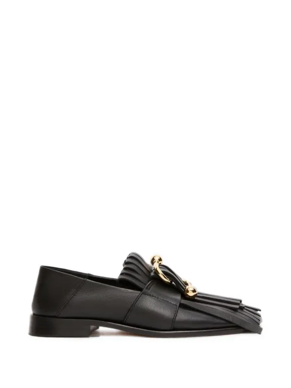 Sportmax Fringe-detail Hardware-embellished Loafers in Black