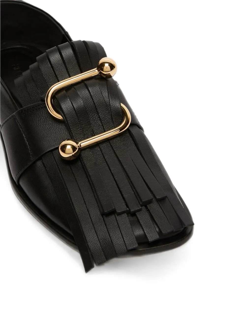 Sportmax Fringe-detail Hardware-embellished Loafers in Black, view 3