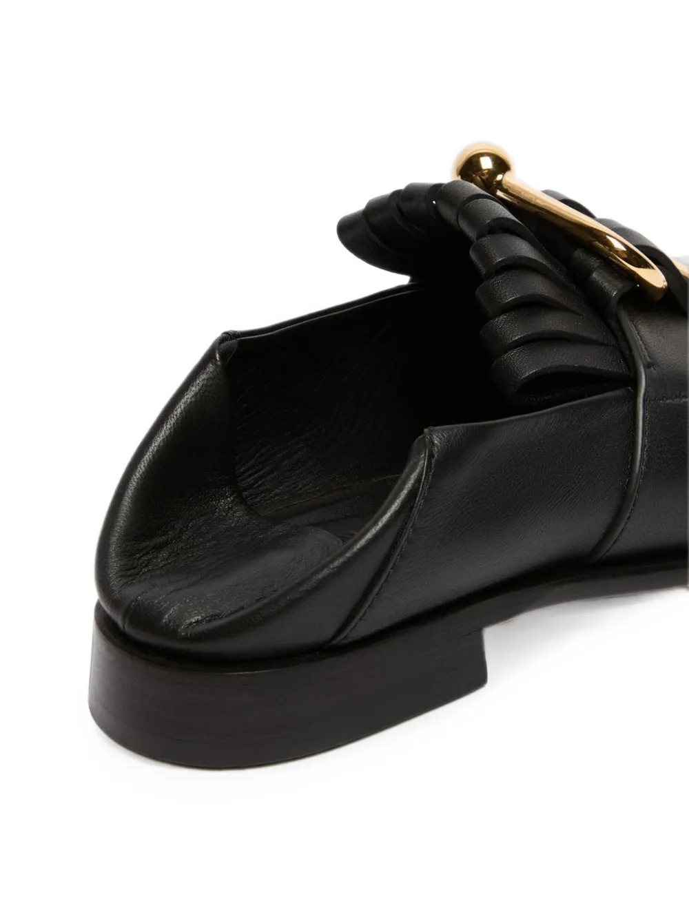 Sportmax Fringe-detail Hardware-embellished Loafers in Black, view 4
