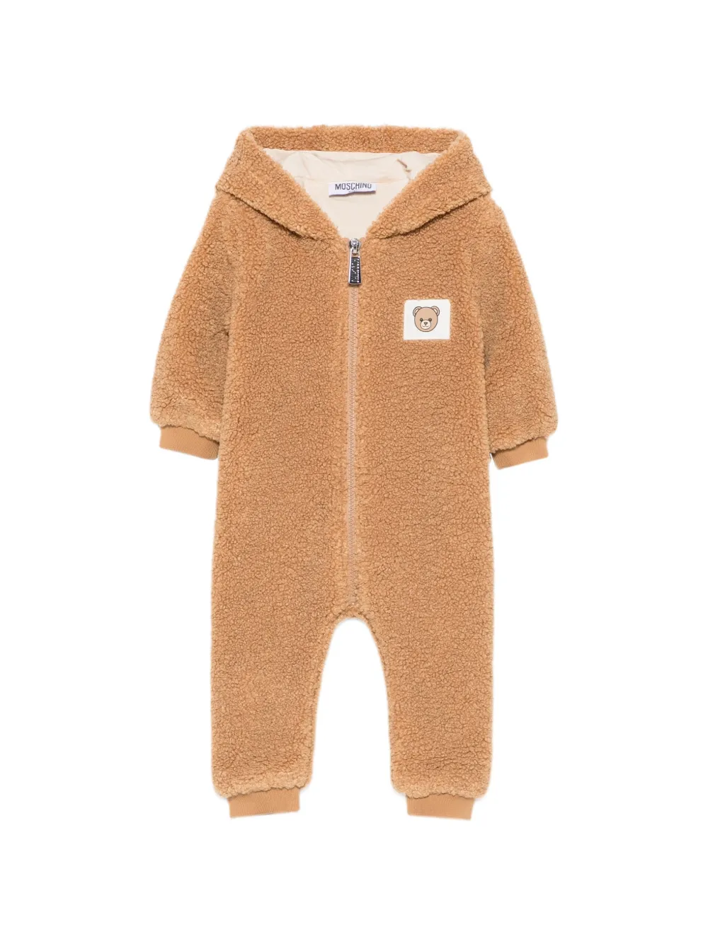 Moschino Kids Teddy Bear hooded rompers - Marrone