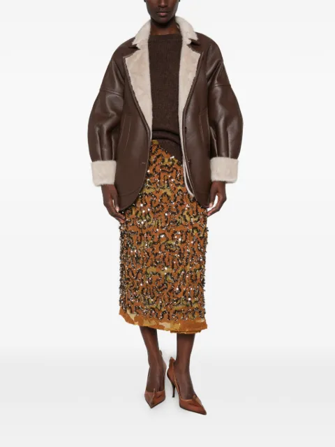 DIXIE sequin-embellished patterned midi skirt