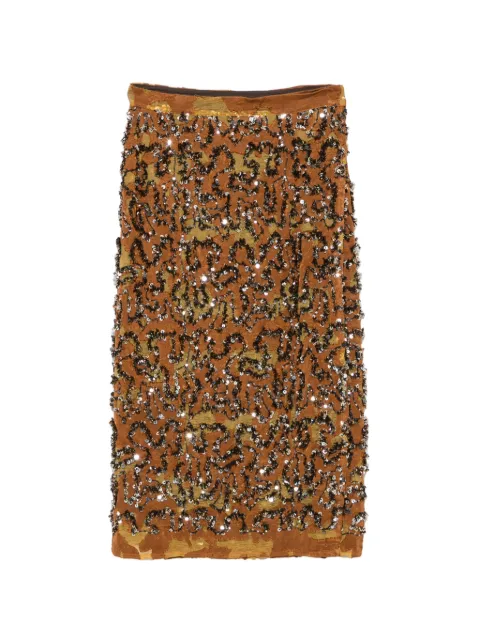 DIXIE sequin-embellished patterned midi skirt