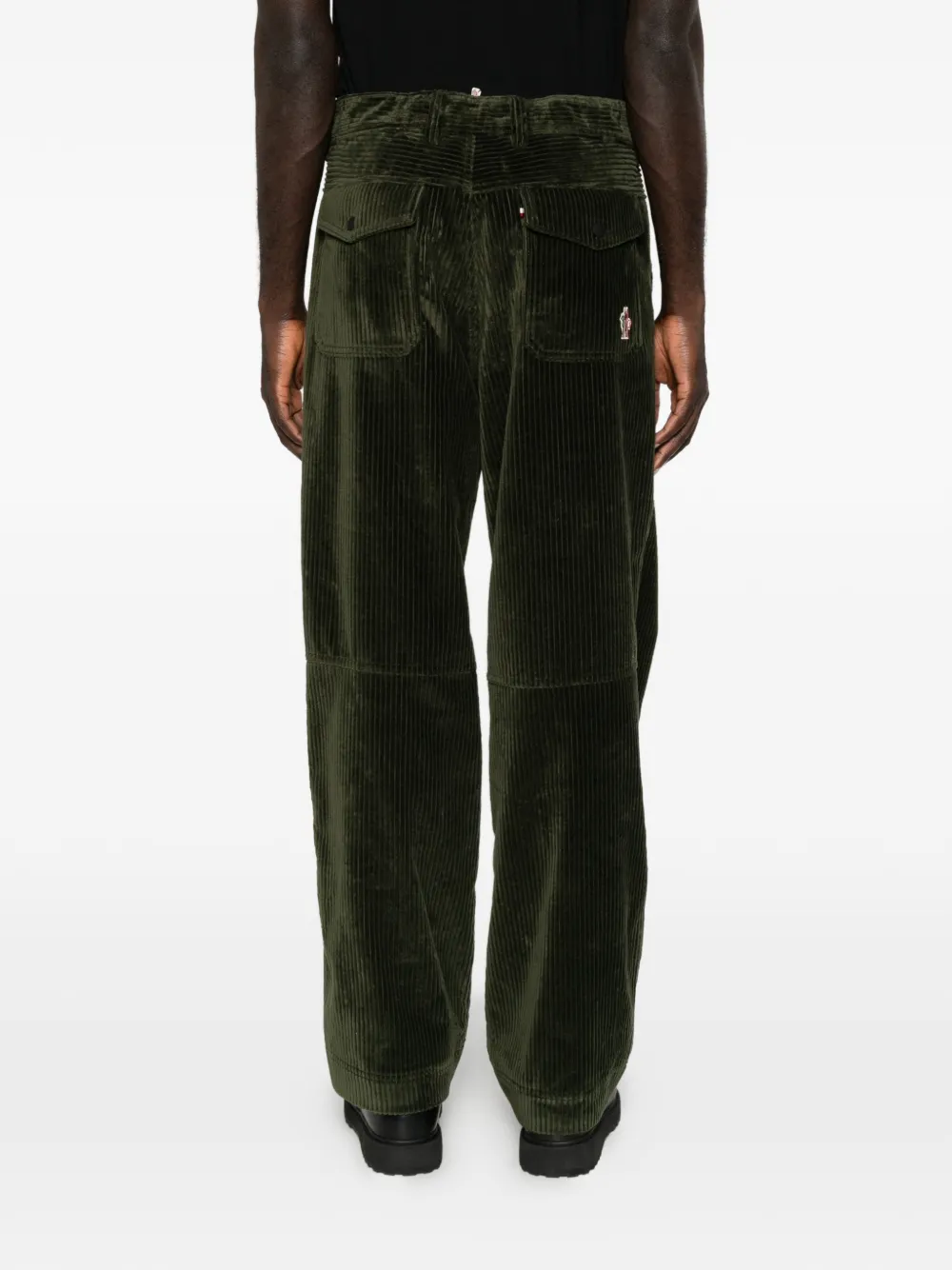 Moncler Grenoble Ribfluwelen broek met logopatch Groen