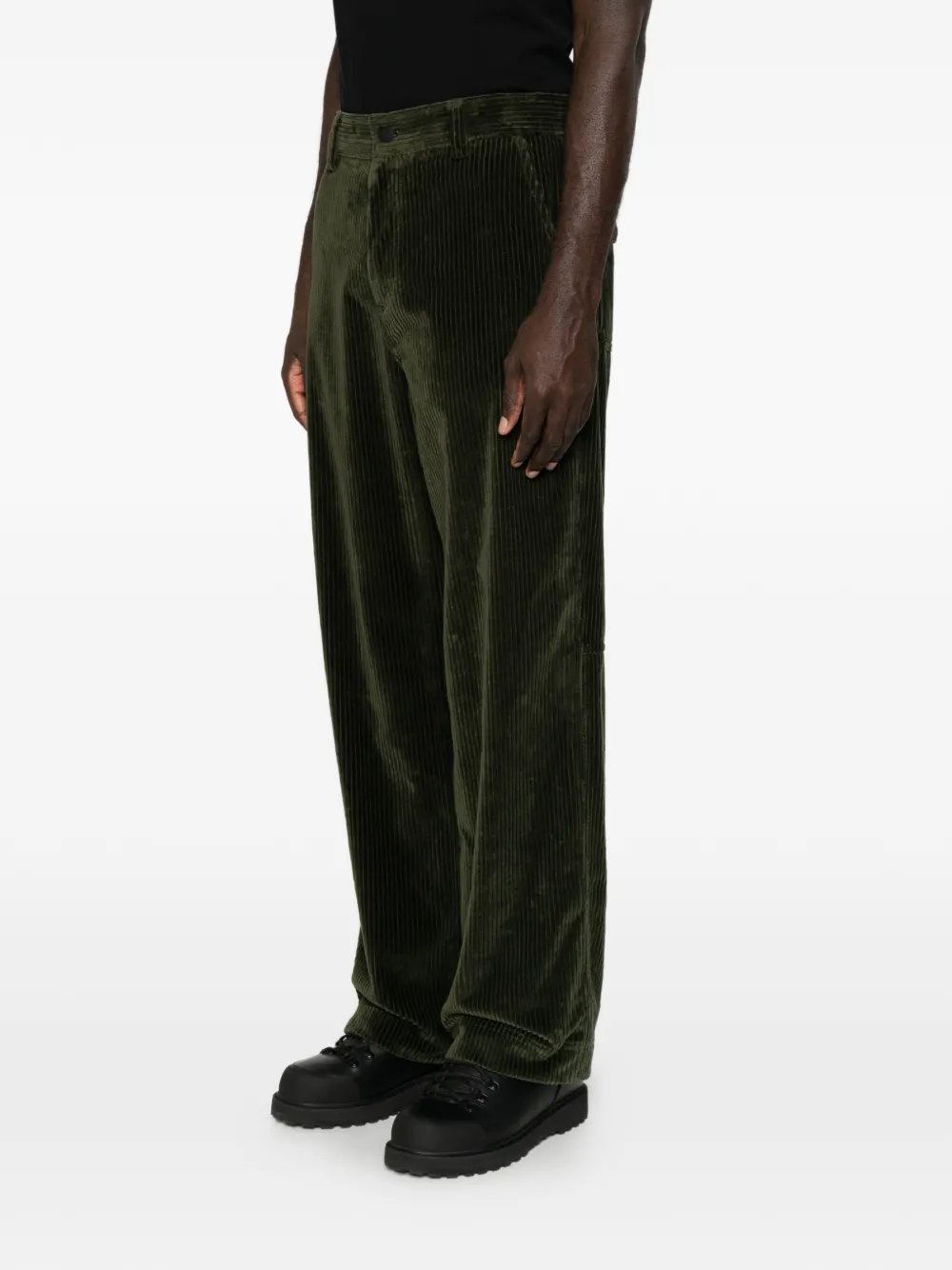 Moncler Grenoble Ribfluwelen broek met logopatch Groen