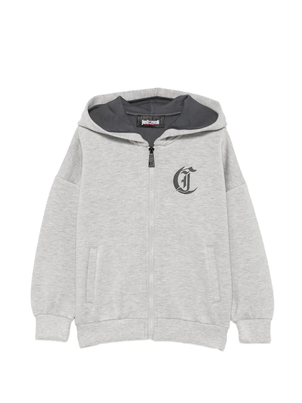 Just Cavalli Kids Hoodie met logoprint en rits Grijs
