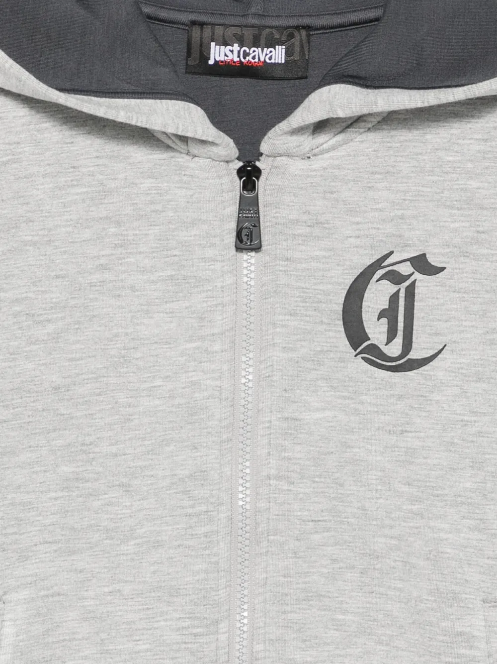Just Cavalli Kids Hoodie met logoprint en rits Grijs