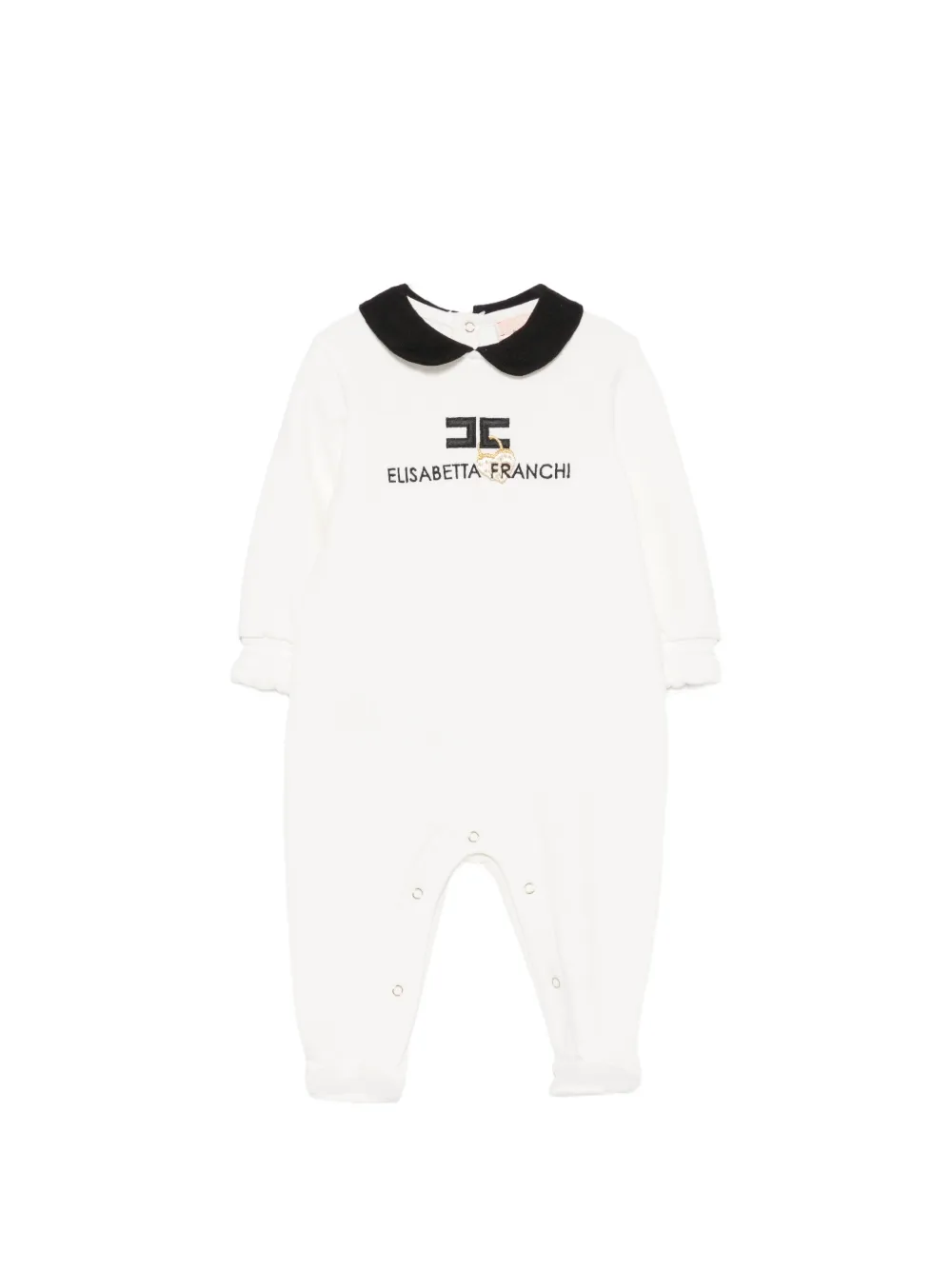 Elisabetta Franchi La Mia Bambina logo-embroidered Peter Pan collar sleepsuit - Weiß