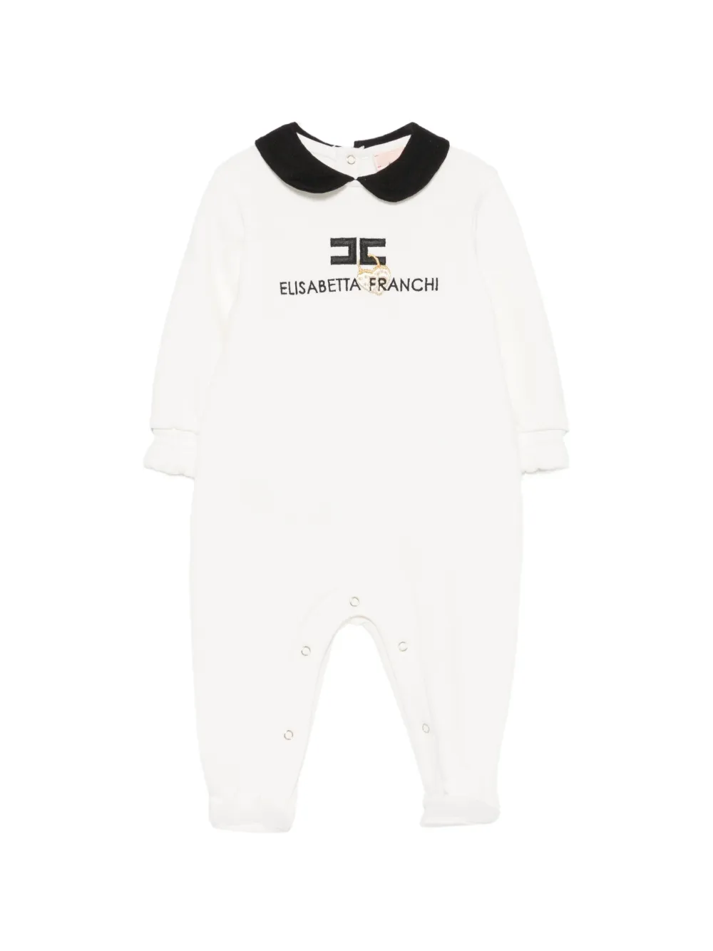 Elisabetta Franchi La Mia Bambina pyjama à logo brodé et col claudine - Blanc Elisabetta Franchi La Mia Bambina pyjama à logo brodé et col claudine - Blanc