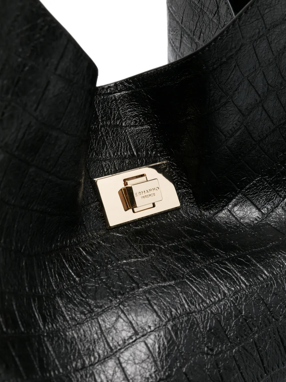 ERMANNO FIRENZE croc-effect shoulder bag Zwart