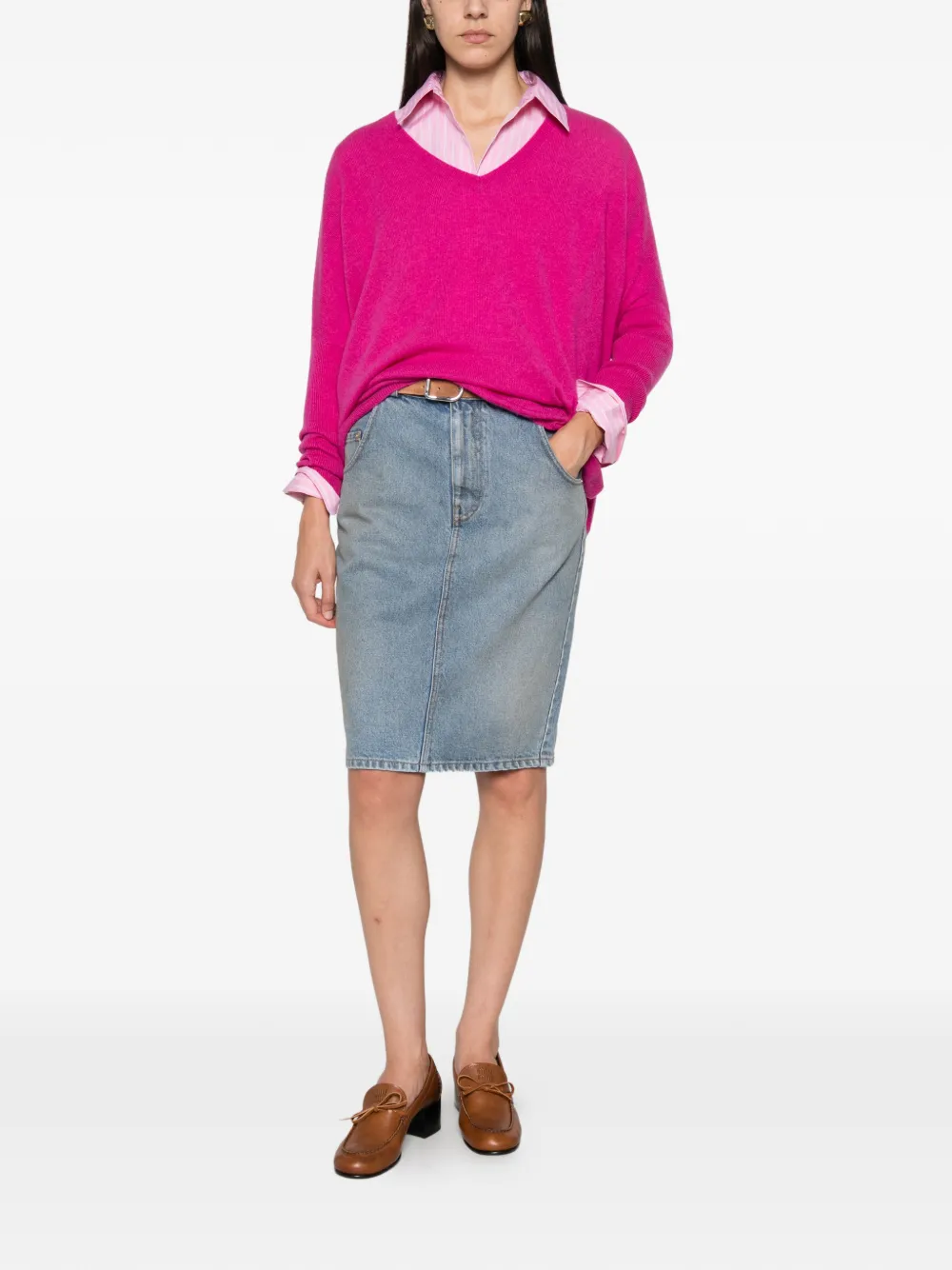 absolut cashmere Camille V-neck cashmere sweater Roze