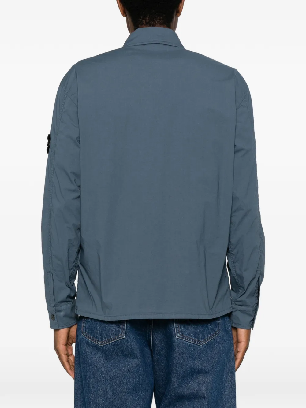 Stone Island Shirtjack met logopatch en rits Blauw