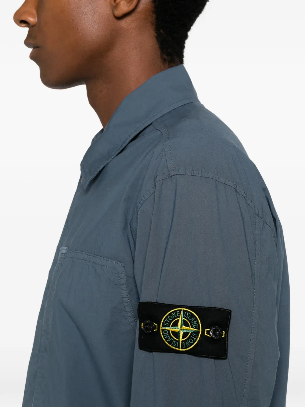 Stone Island Shirtjack met logopatch en rits Blauw