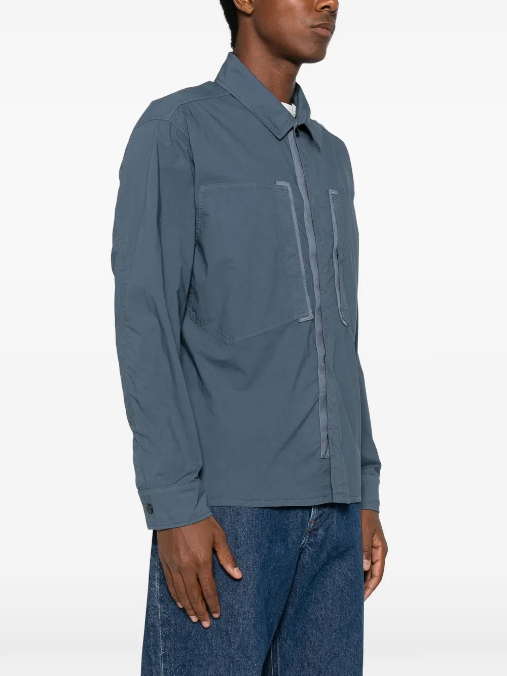 Stone Island Shirtjack met logopatch en rits Blauw