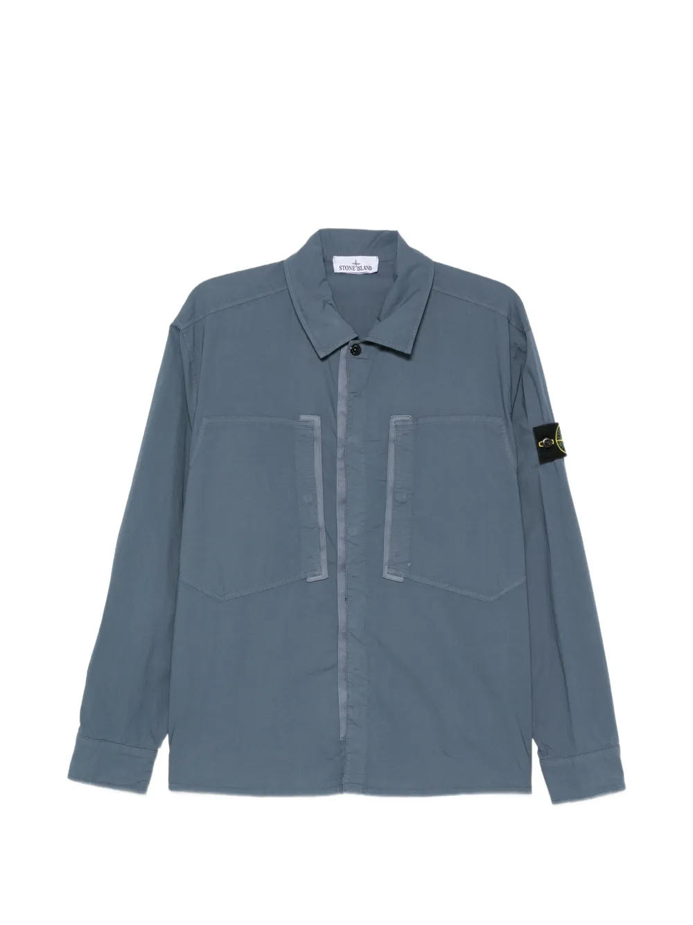 Stone Island Giacca-camicia con applicazione logo e zip - Blu