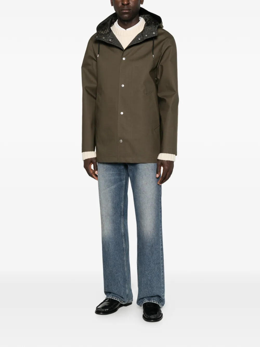 FENDI Parka met logoprint Groen