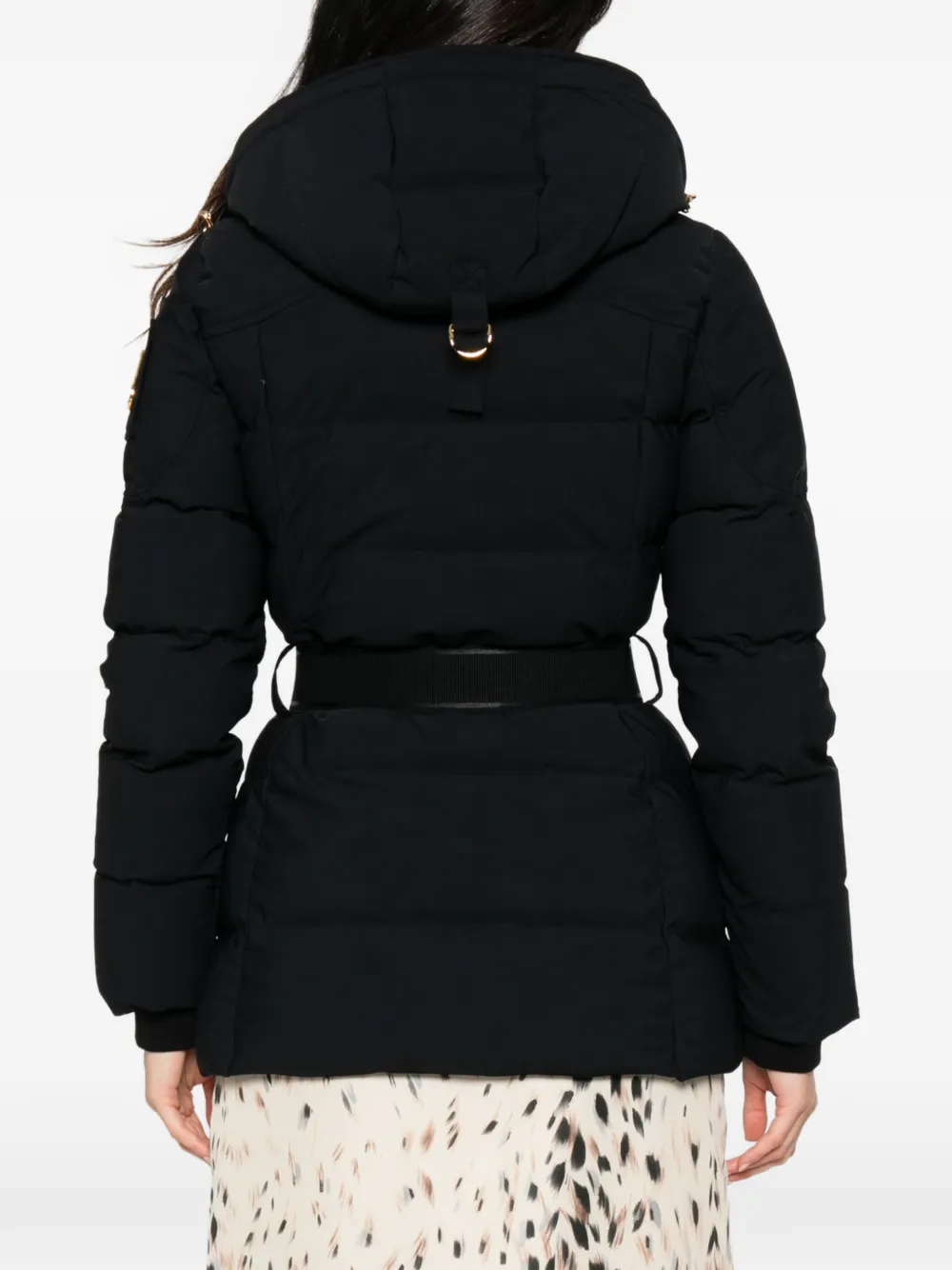 Moose Knuckles belted hooded jacket Zwart