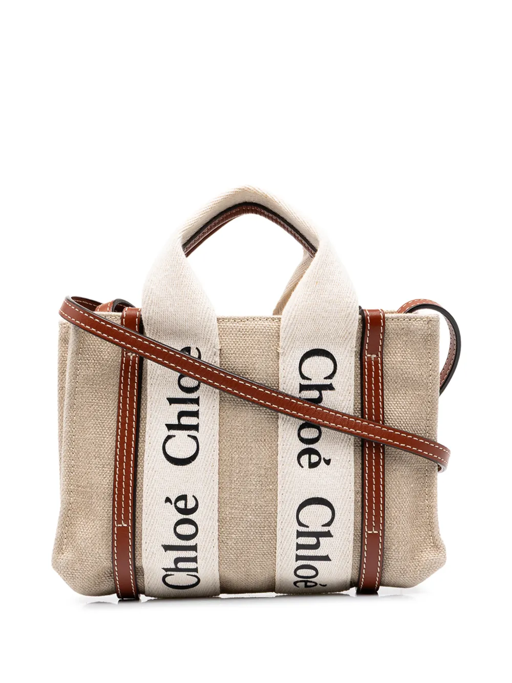 Chloé Pre-Owned mini sac à main Woody North South (2022) - Tons neutres Chloé Pre-Owned mini sac à main Woody North South (2022) - Tons neutres