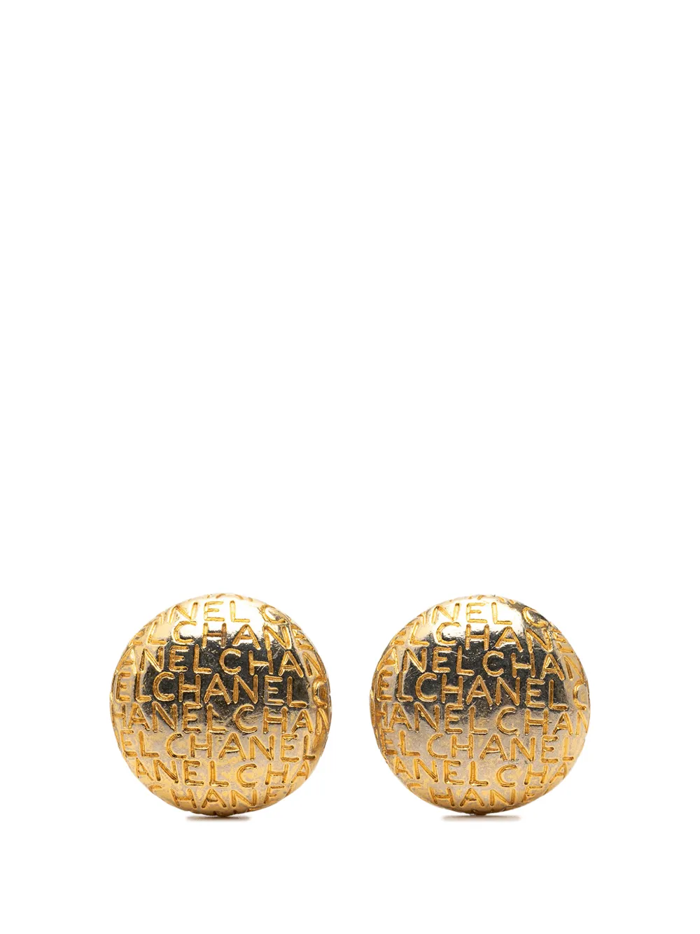 CHANEL Pre-Owned 20th Century Gold Plated Logo Round Clip On Earrings costume earrings - Oro
