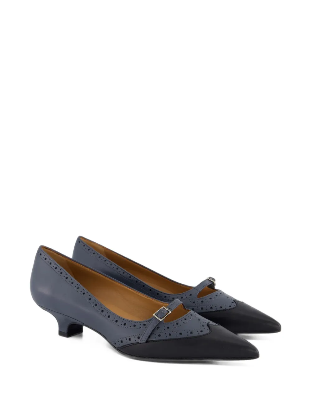 Gibaldi Martina T brogue-detail leather pumps - Bleu