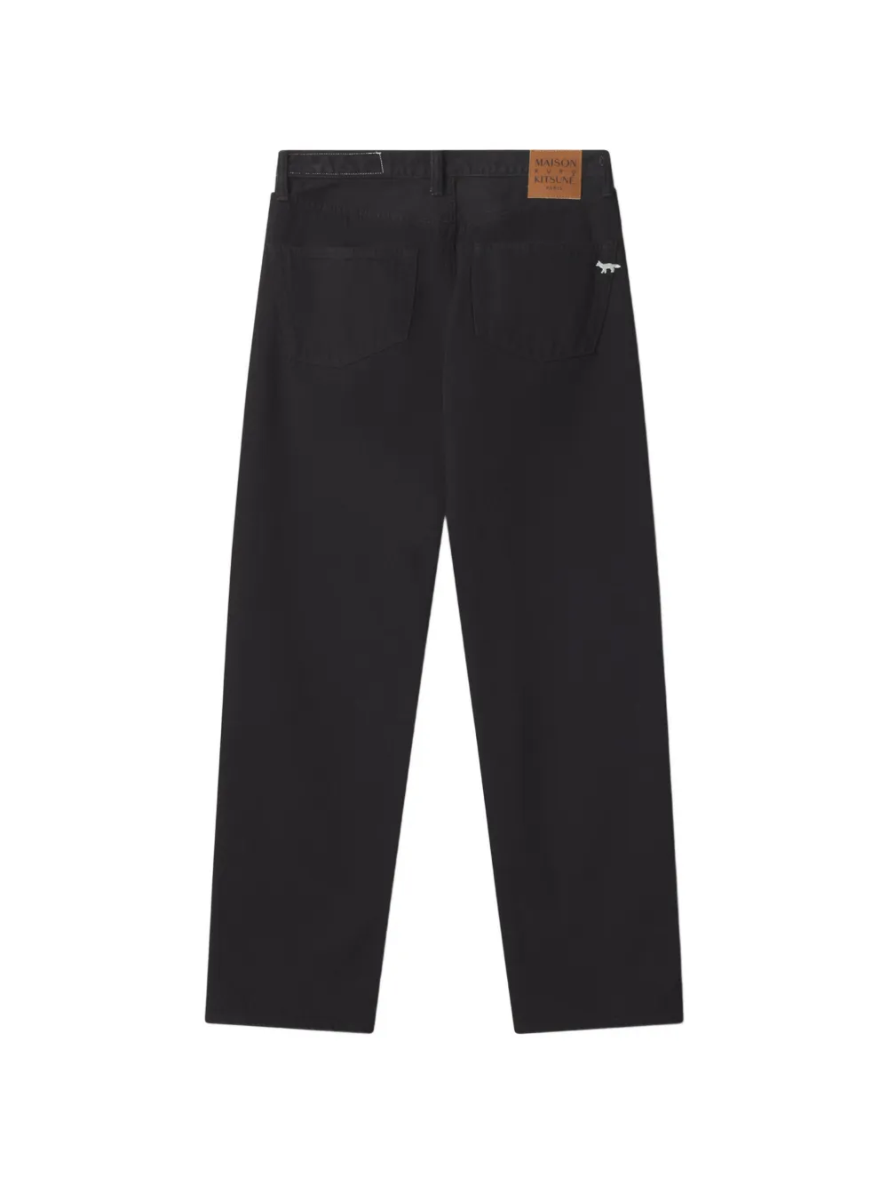Maison Kitsuné Straight jeans met vossen-patch Zwart