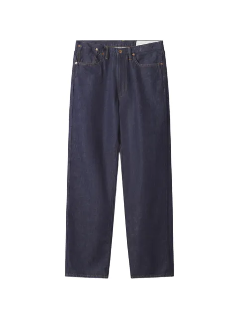 Maison Kitsuné contrast-stitched logo-patch loose-fit jeans