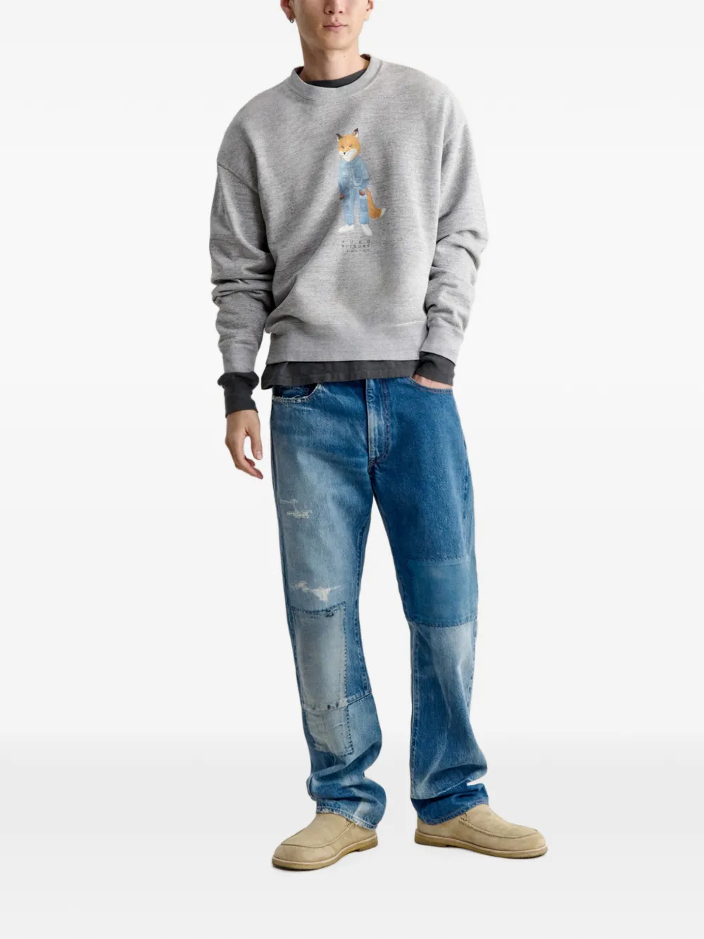 Maison Kitsuné Dressed Fox trui met grafische print Grijs