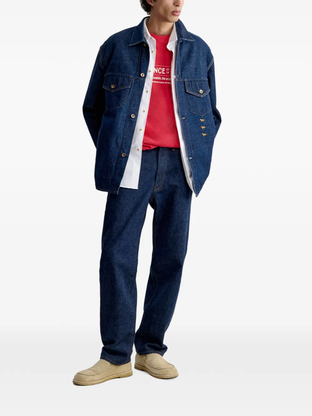 Maison Kitsuné Denim overhemd Blauw