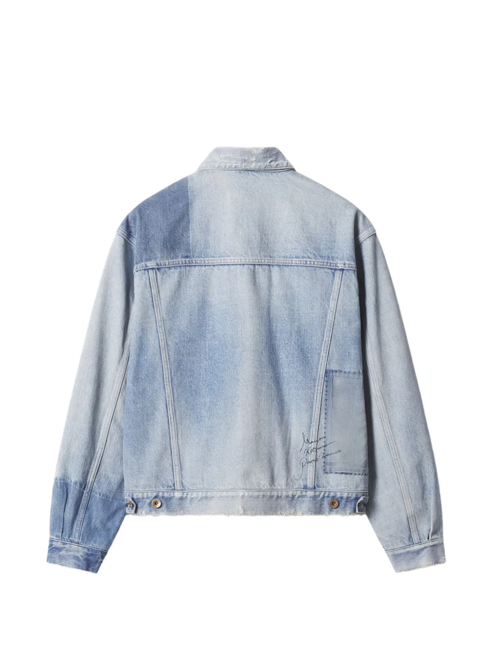 Maison Kitsuné Katoenen denim jack met patchwork Blauw