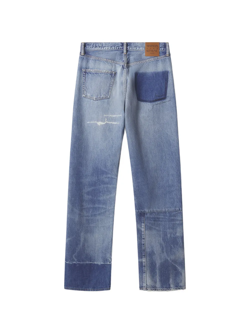 Maison Kitsuné Katoenen straight jeans Blauw