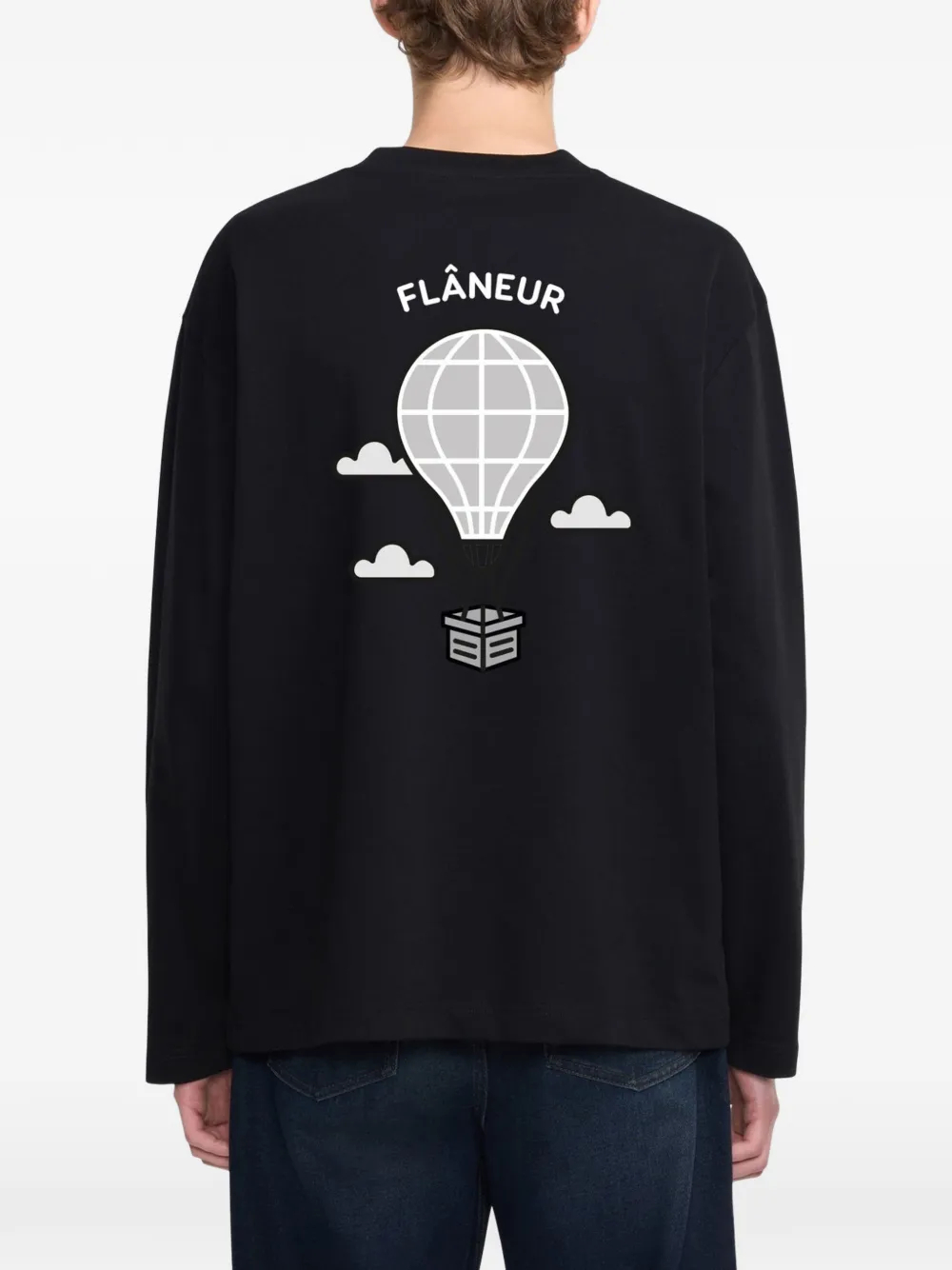 FLÂNEUR T-shirt met ballon-print en lange mouwen Zwart