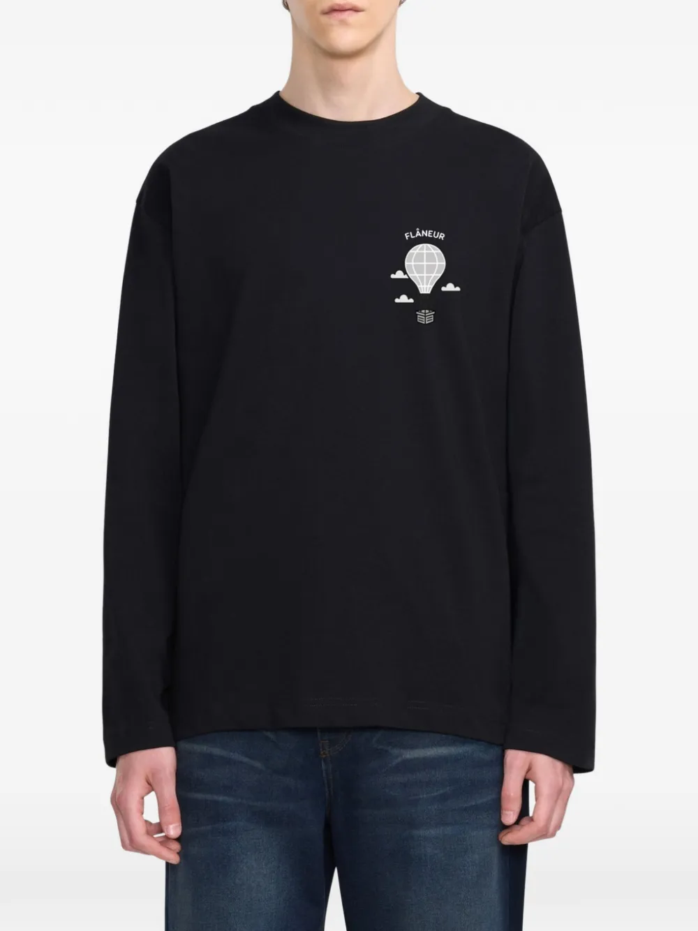 FLÂNEUR T-shirt met ballon-print en lange mouwen Zwart