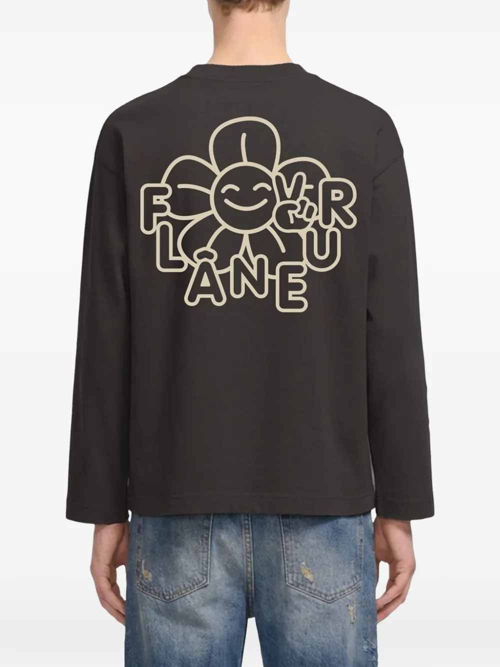 FLÂNEUR Happy Flower T-shirt met bloemenprint Bruin