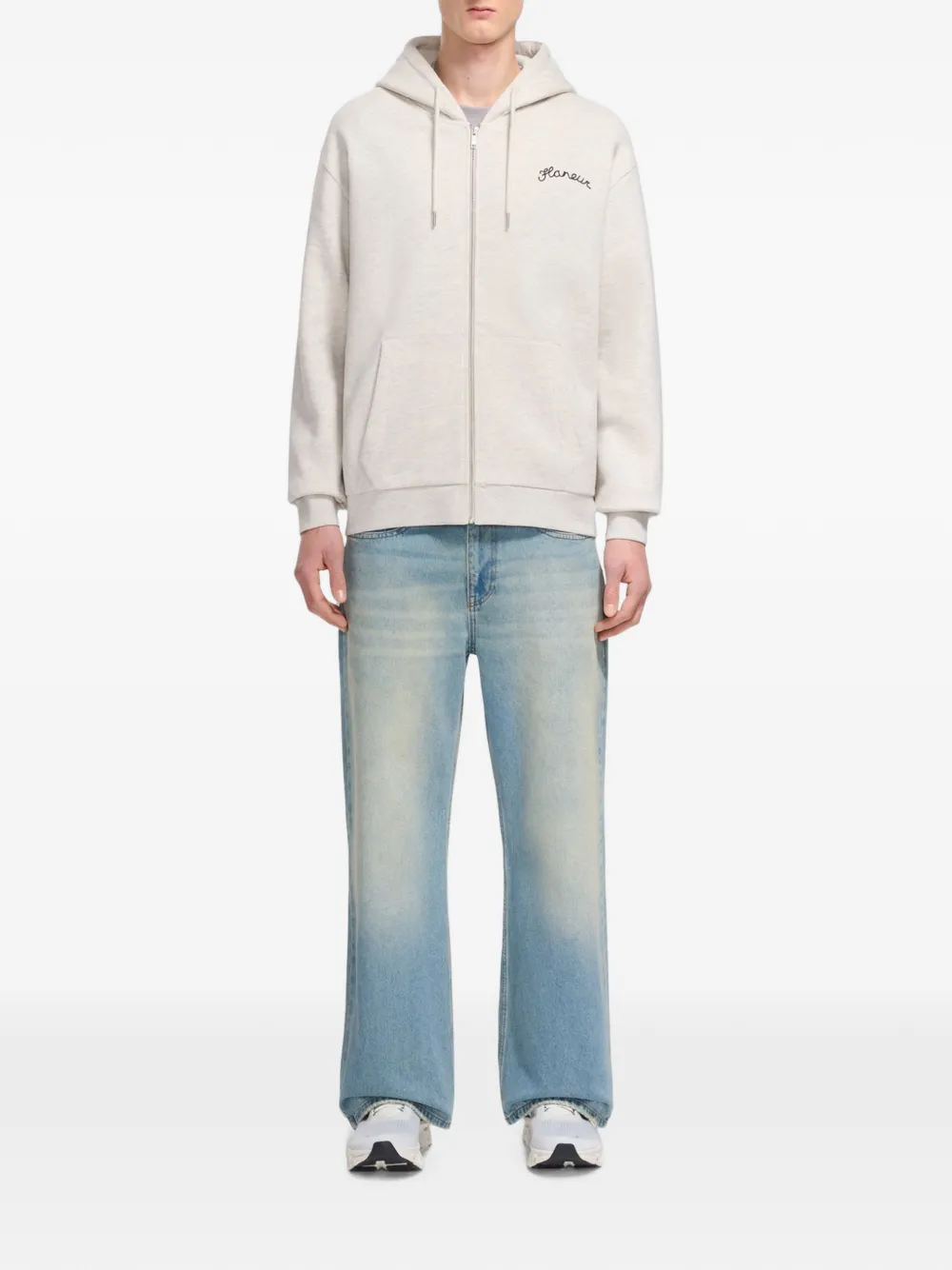 FLÂNEUR Signature hoodie met rits Grijs
