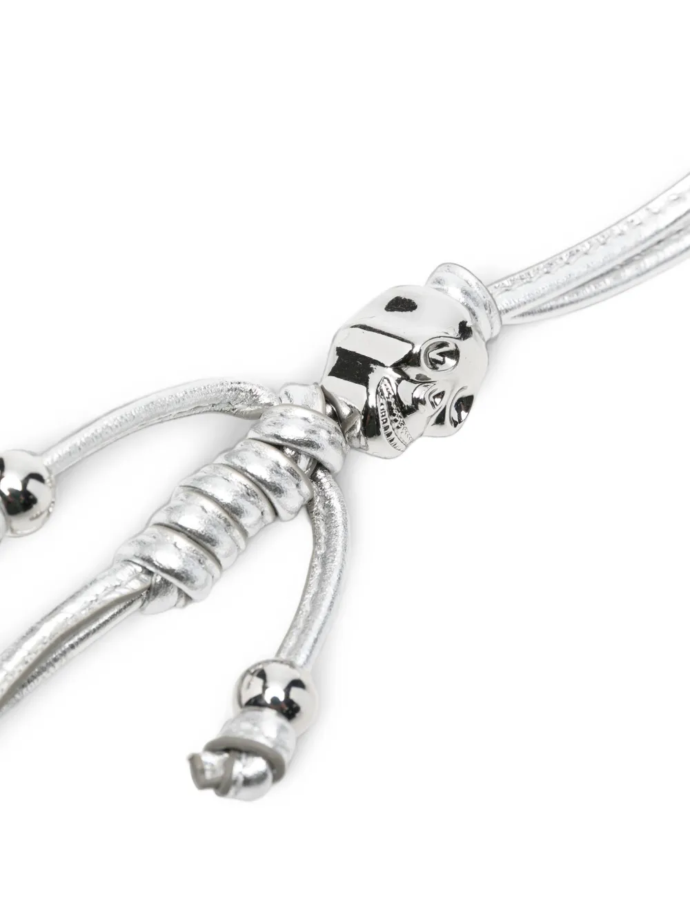Zadig&Voltaire Leren sleutelhanger met doodskopdetail Zilver