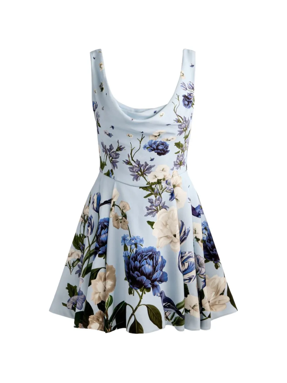 alice + olivia Estrella floral-print flared mini dress - Blue
