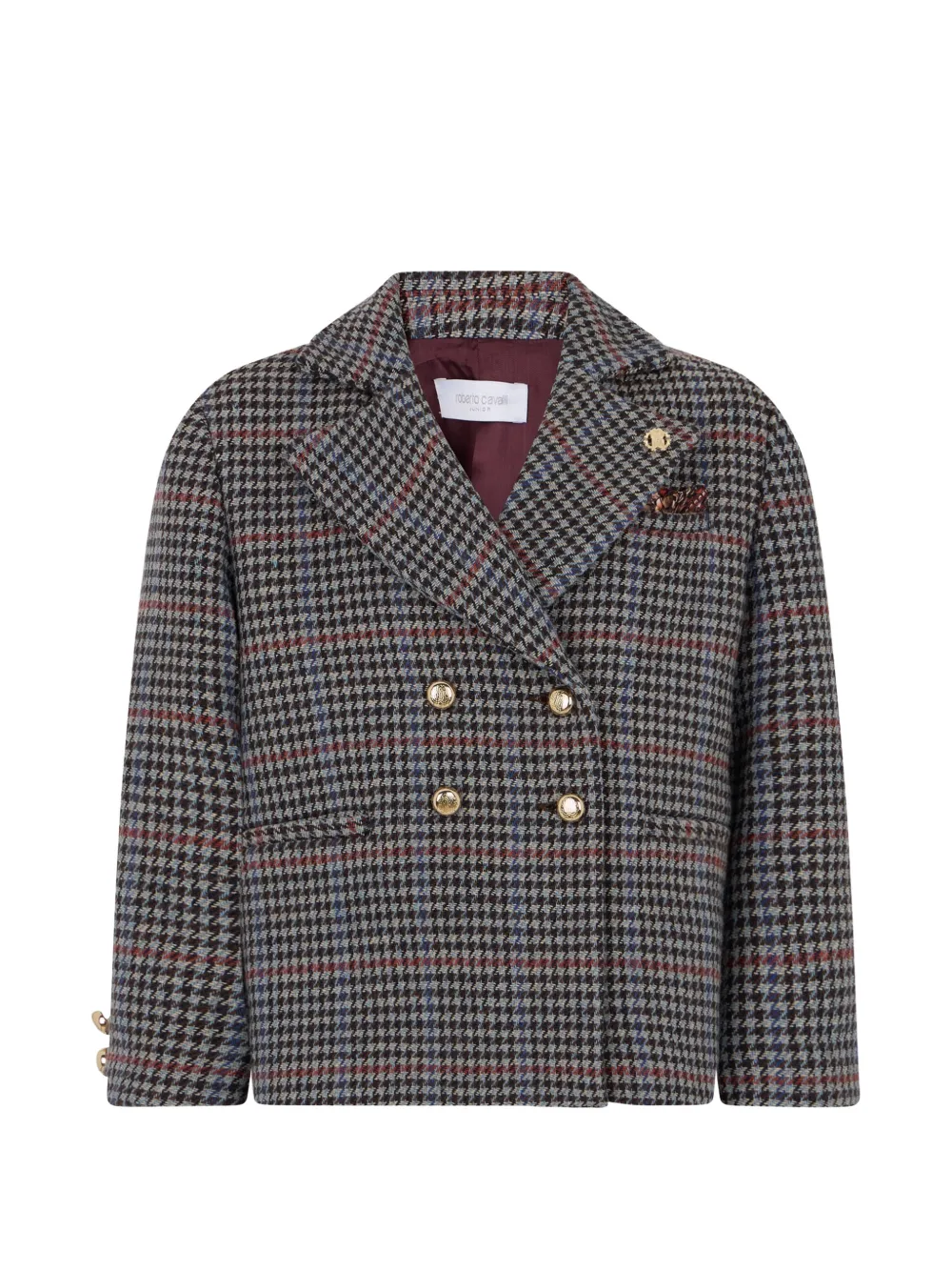 Roberto Cavalli Junior double-breasted houndstooth blazer - Grigio