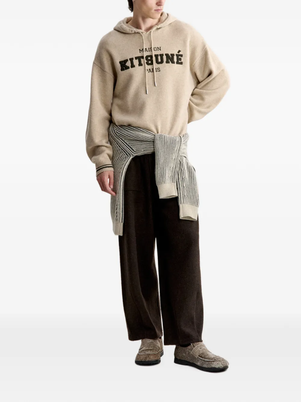 Maison Kitsuné Hoodie met logoprint Beige