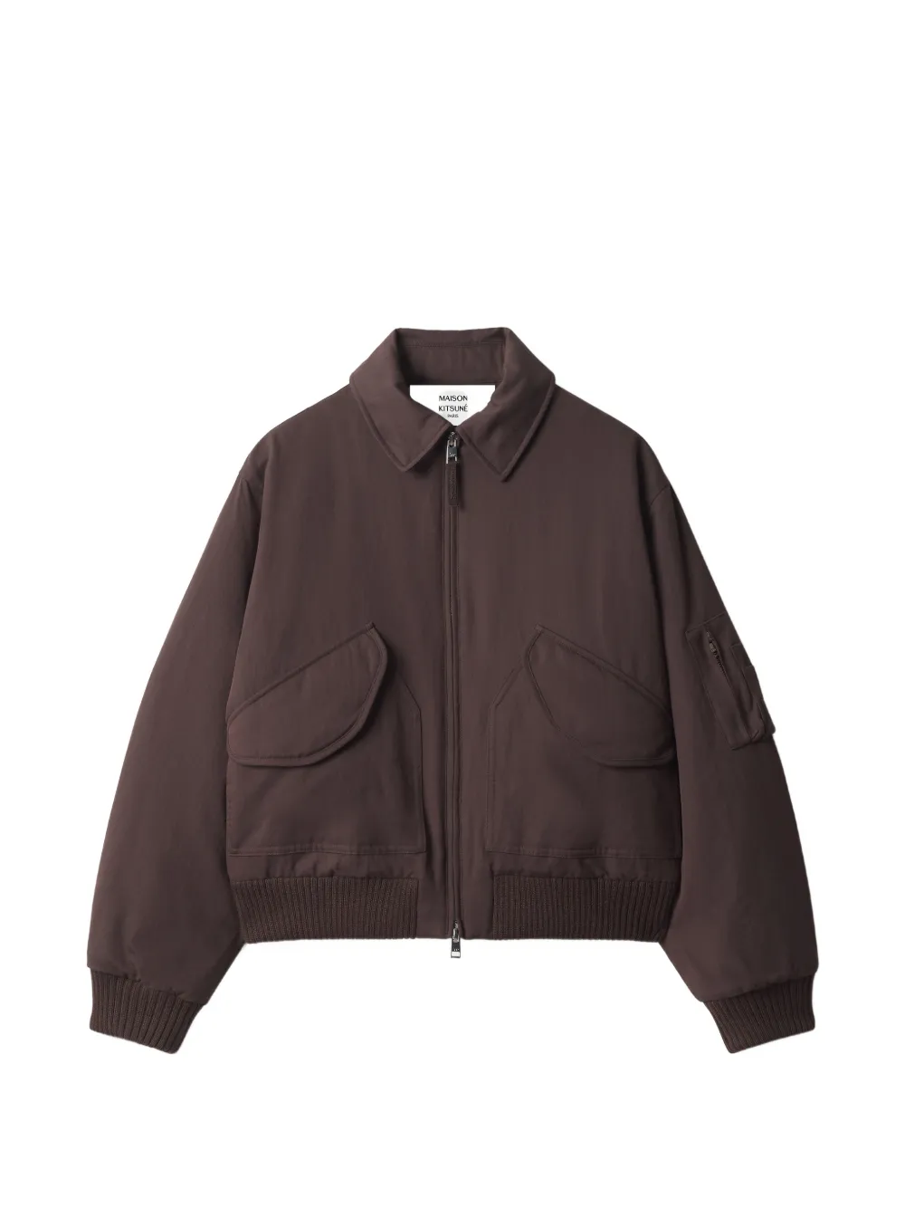 Maison Kitsuné zip-up bomber jacket - Marrone