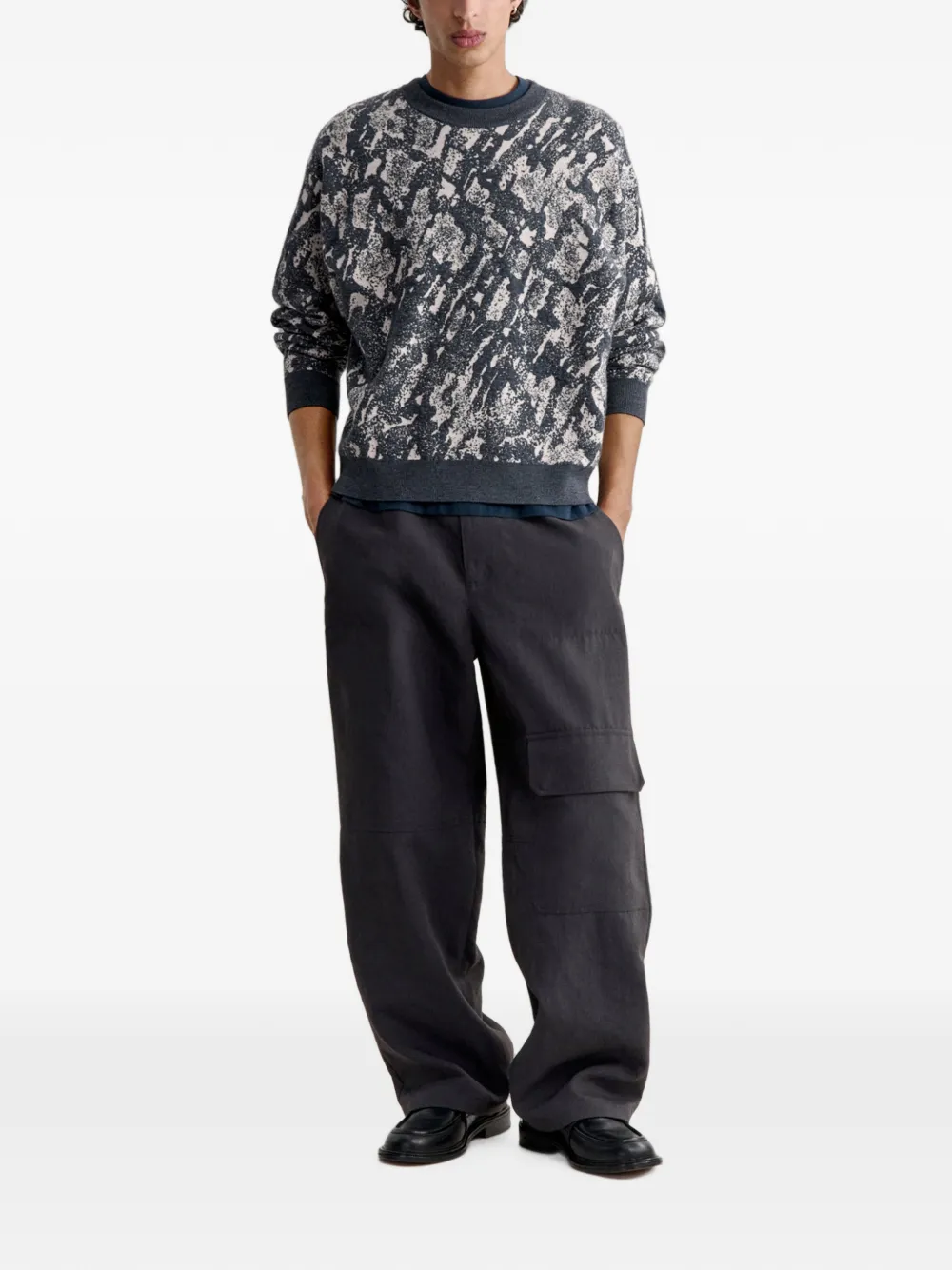 Maison Kitsuné Granit gebreide trui met jacquard Grijs