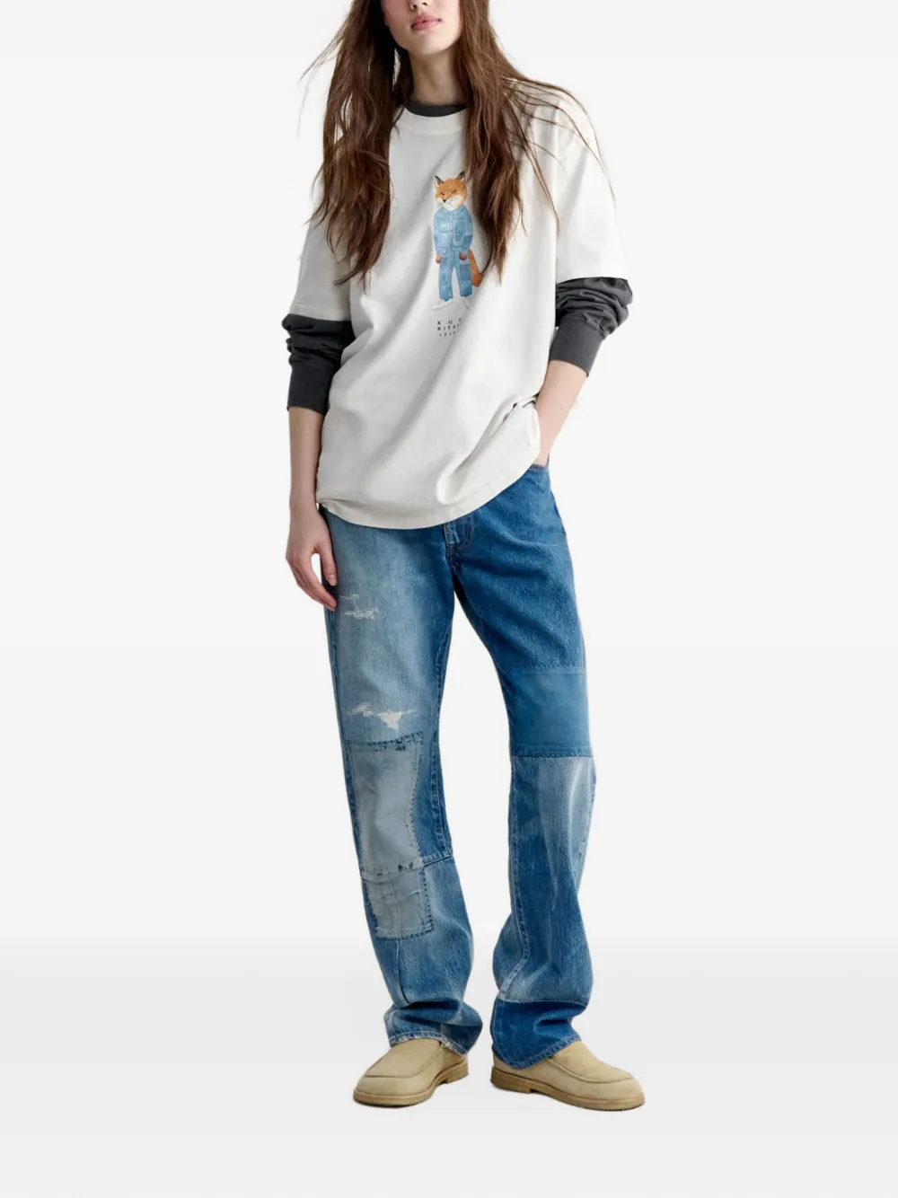 Maison Kitsuné x Kuro The Crafted Fox T-shirt Wit