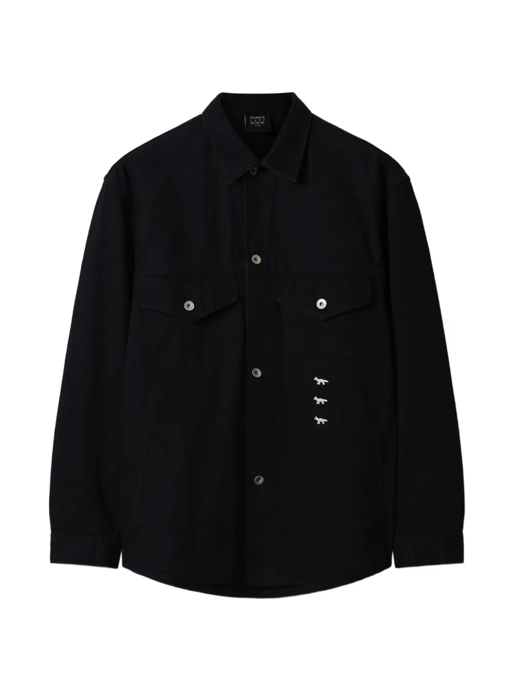Maison Kitsuné fox-embroidered cotton shirt jacket