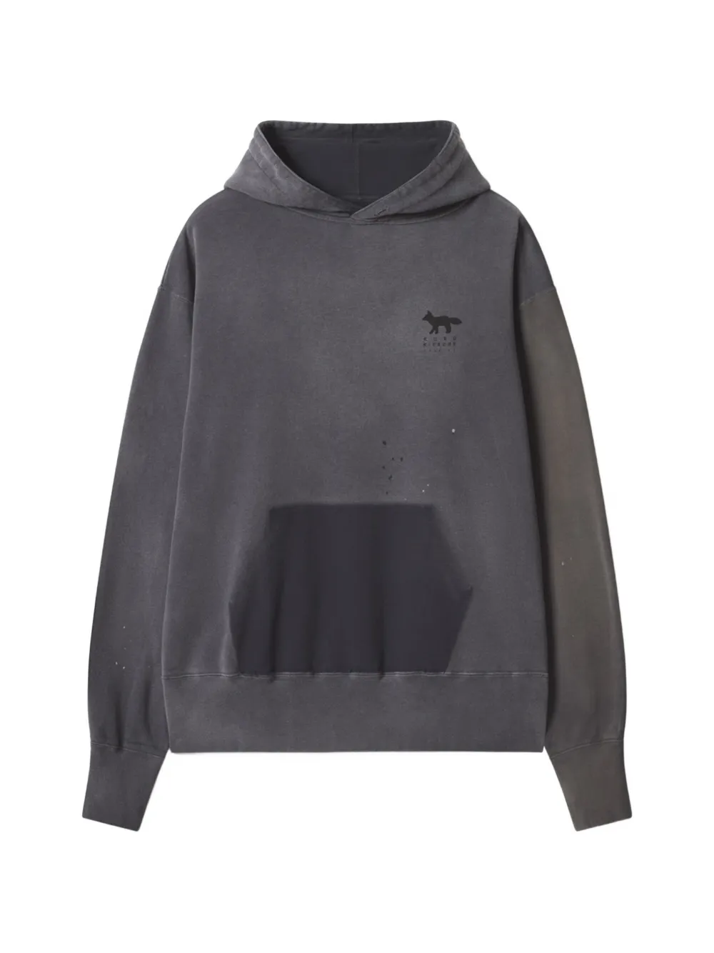 Maison Kitsuné faded-effect logo-print hoodie - Grey