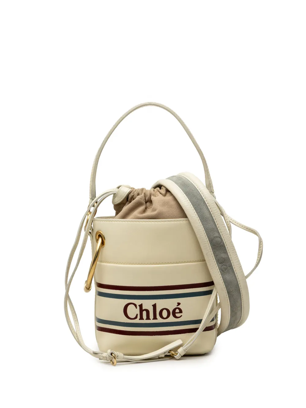 Chloé Pre-Owned sac seau Roy Logo Mini en cuir de veau (2019) - Blanc Chloé Pre-Owned sac seau Roy Logo Mini en cuir de veau (2019) - Blanc