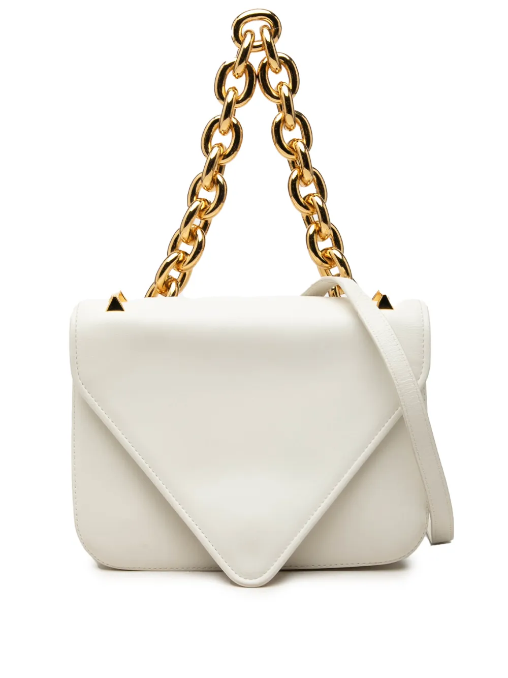 Bottega Veneta Pre-Owned 2012-2026 mittelgroße Mount Envelope Chain Bag Satchel-Tasche aus Leder - Weiß