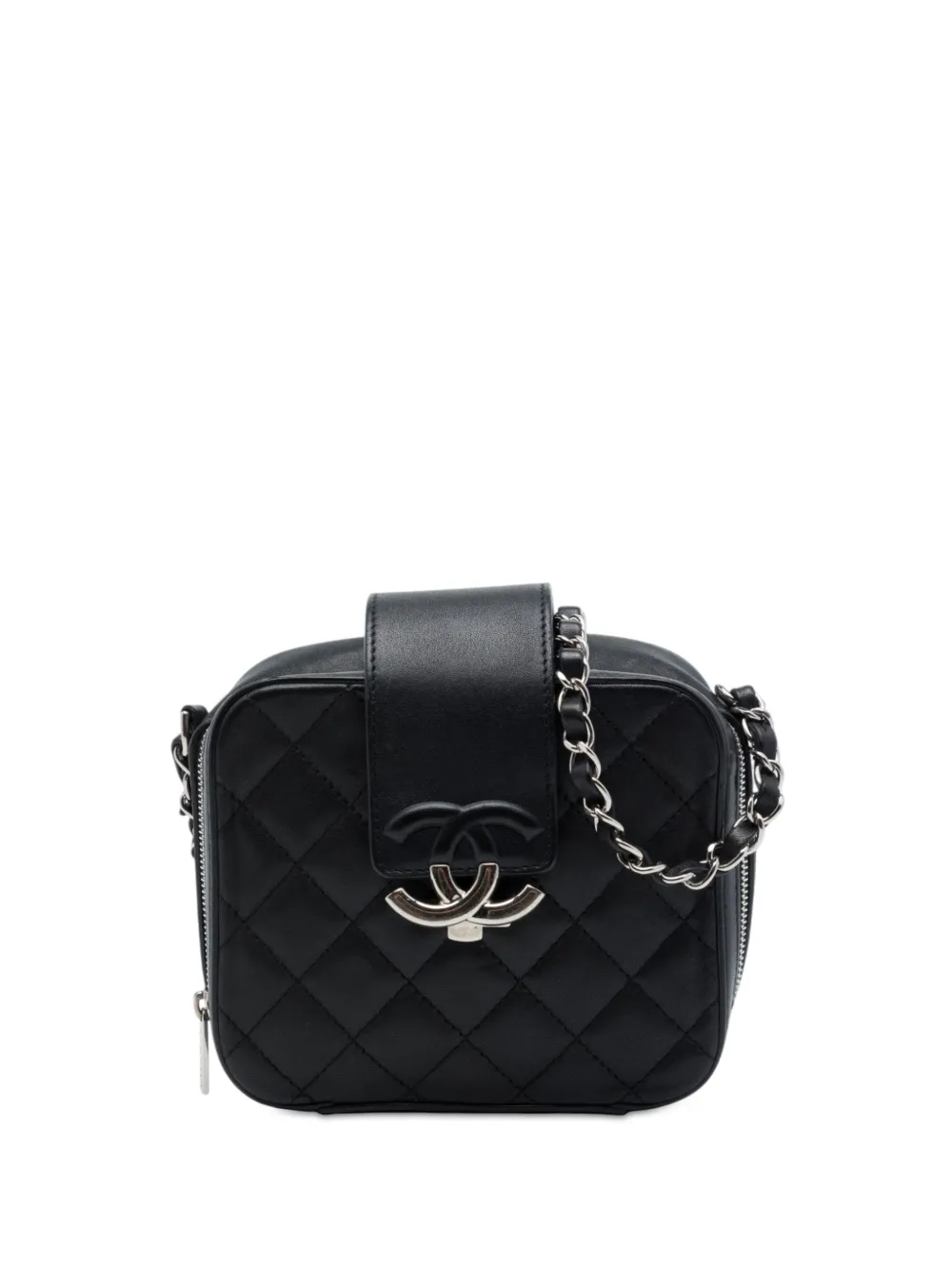CHANEL Pre-Owned 2018 Mini Quilted Lambskin CC Box Camera Bag crossbody bag - Nero