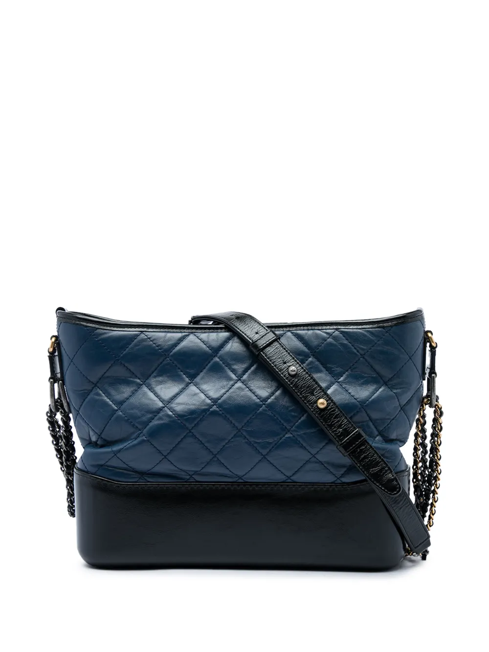 CHANEL Pre-Owned 2018 Medium Bicolor Quilted Aged Calfskin Gabrielle Hobo crossbody bag - Blu