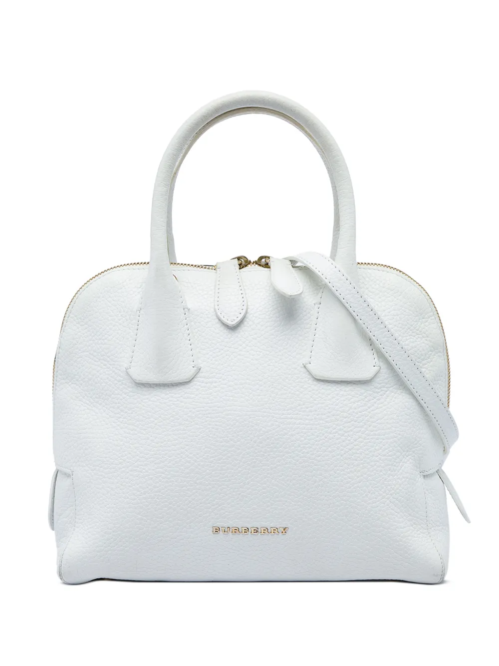 Burberry Pre-Owned 2000-2017 kleine Greenwood Satchel-Tasche aus gekörntem Kalbsleder - Weiß